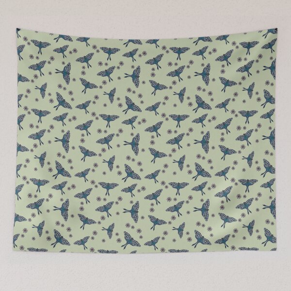 Item preview, Butterflies & Starry Blooms sage green designed and sold by phatlizzardart.