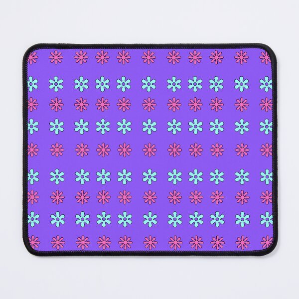 Item preview, Pink and Cyan alternating Floral Shapes on Purple background pattern designed and sold by fev-rocks.