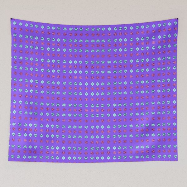 Item preview, Pink and Cyan alternating Floral Shapes on Purple background pattern designed and sold by fev-rocks.