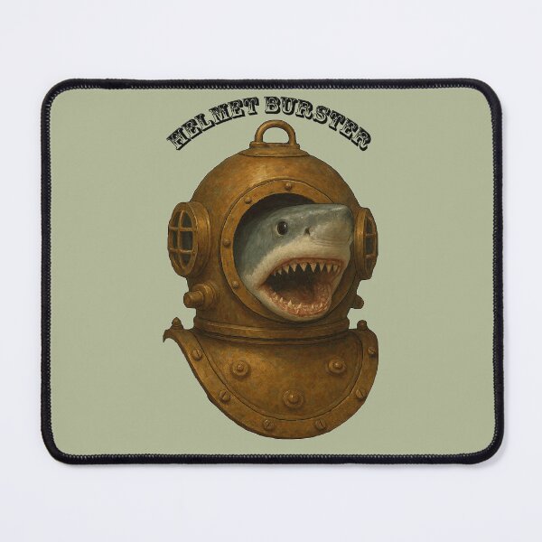Item preview, Vintage Diving Helmet with a Shark Coming Out of the Front Port URM designed and sold by urmaddad.