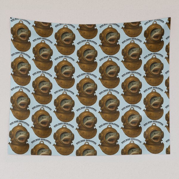 Item preview, Vintage Diving Helmet with a Shark Coming Out of the Front Port URM designed and sold by urmaddad.