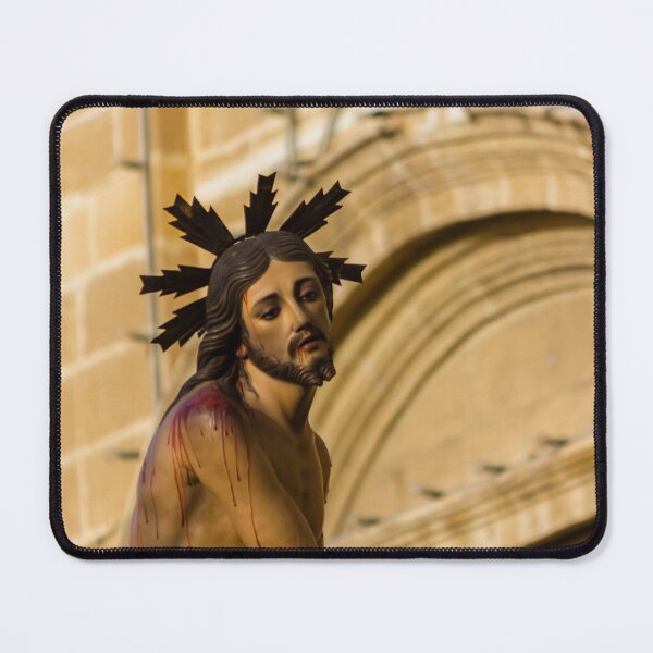 Item preview, Sorrowful Jesus Christ Statue During Passion Procession Outside Historic Church Facade designed and sold by Nmallia.