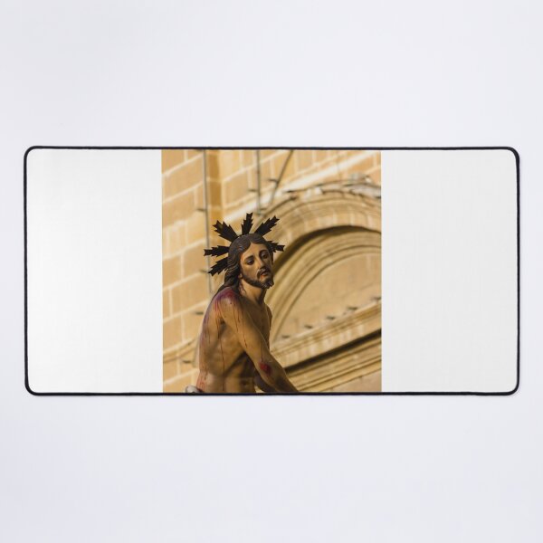 Item preview, Sorrowful Jesus Christ Statue During Passion Procession Outside Historic Church Facade designed and sold by Nmallia.