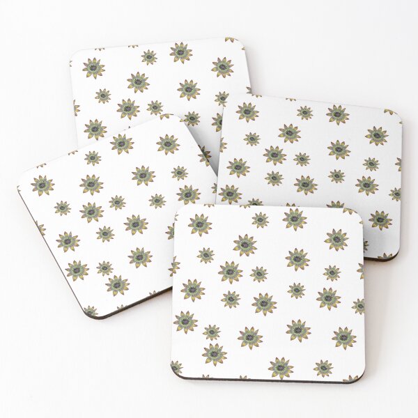 Item preview, Golden Starflowers on bright white designed and sold by phatlizzardart.
