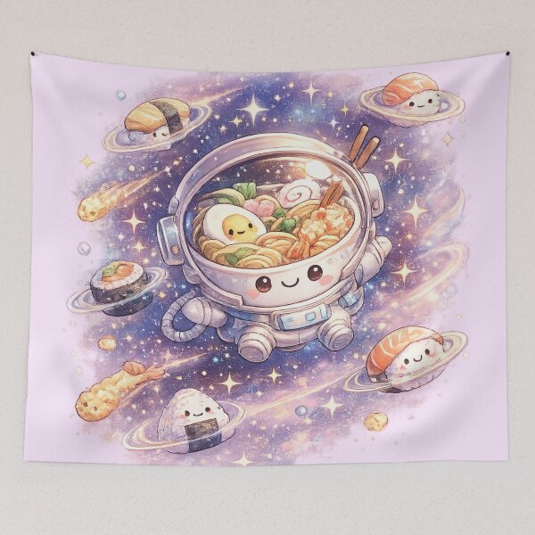 Item preview, Cute Ramen Astronaut Illustration – Kawaii Cosmic Food Art designed and sold by MeghannsMinimalMeals.