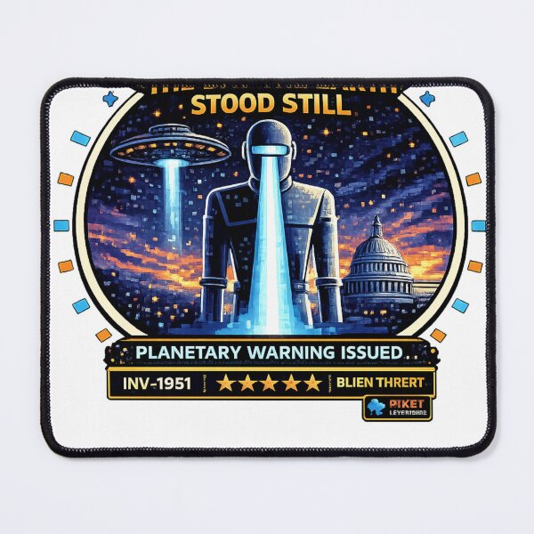 Item preview, The Day the Earth stood still - Pixel Invasions Badge designed and sold by Xeiboo.