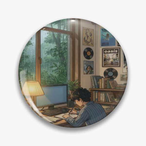 Item preview, Rainy Day Study Vibes – Cozy Bedroom Workspace Aesthetic designed and sold by AbstractAuraArt.