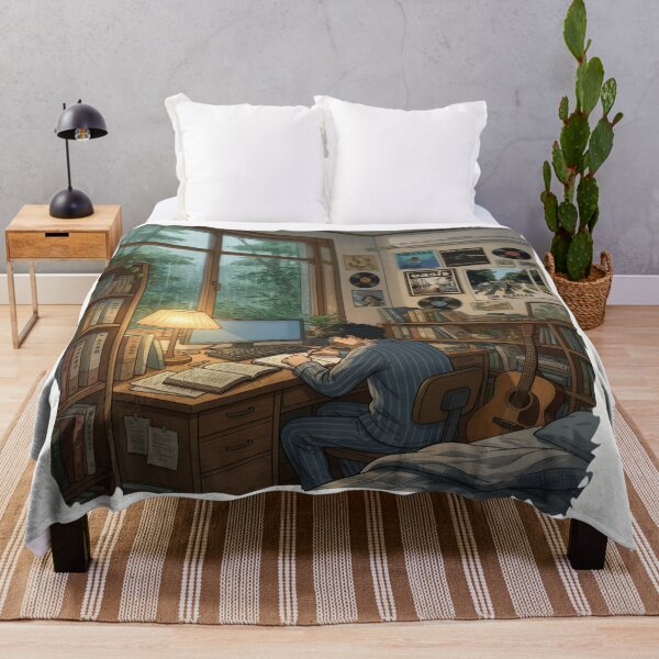 Item preview, Rainy Day Study Vibes – Cozy Bedroom Workspace Aesthetic designed and sold by AbstractAuraArt.