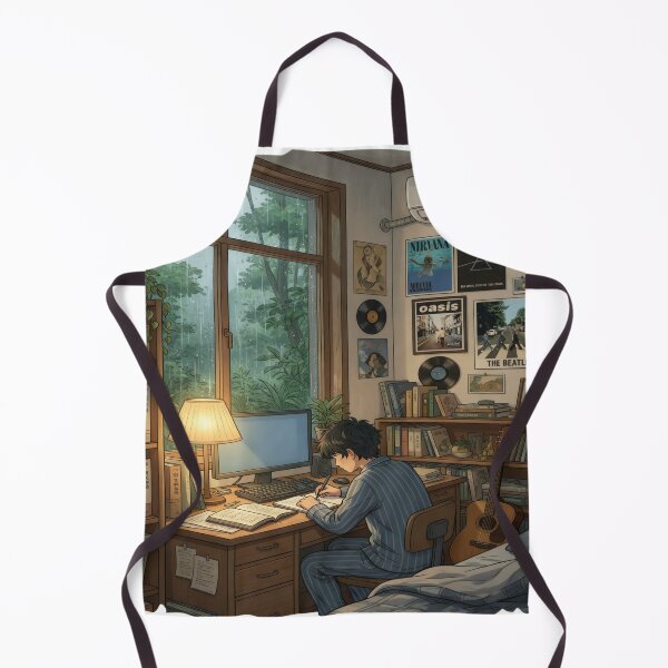 Item preview, Rainy Day Study Vibes – Cozy Bedroom Workspace Aesthetic designed and sold by AbstractAuraArt.