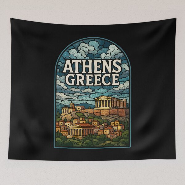 Item preview, Athens Greece Stained Glass Art Travel designed and sold by TomFrontierArt.