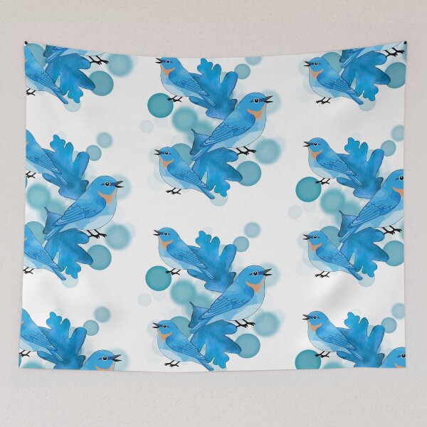 Item preview, Blue Birds with Leaves – Aesthetic Illustration designed and sold by iamKRUK.