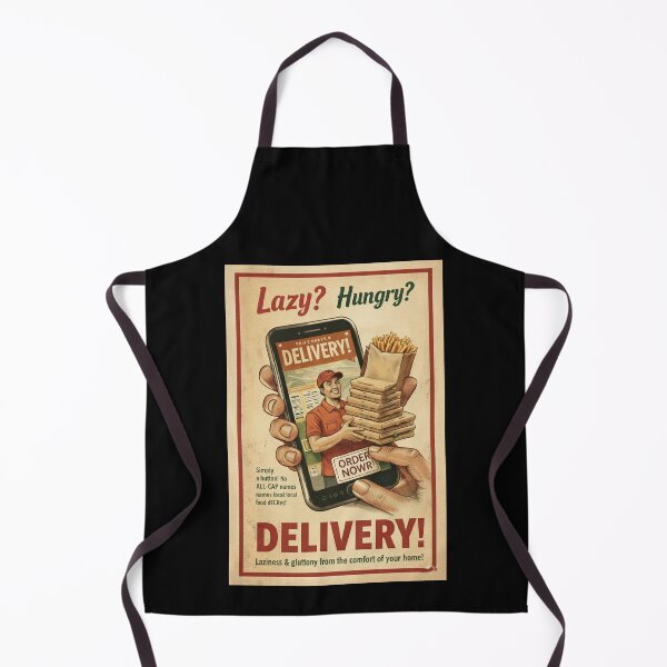 Item preview, Lazy? Hungry? Delivery! - Retro Food App Satire designed and sold by freackly.