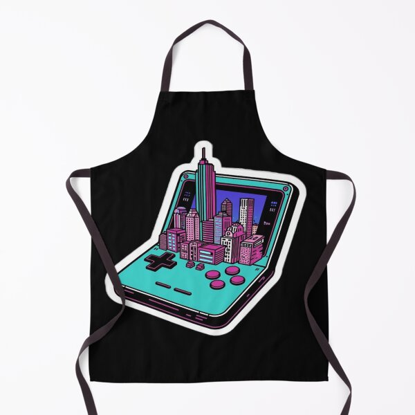 Artikelvorschau, Retro-Handheld-Konsole mit Synthwave-Stadtkulisse entworfen und verkauft von ItzLacarth.