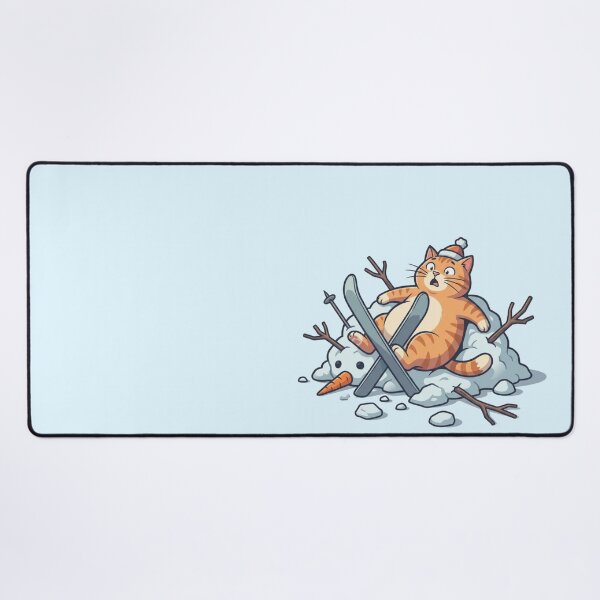 Item preview, Funny Ginger Cat Skiing Fail Snowman Crash designed and sold by HappySproutArt.