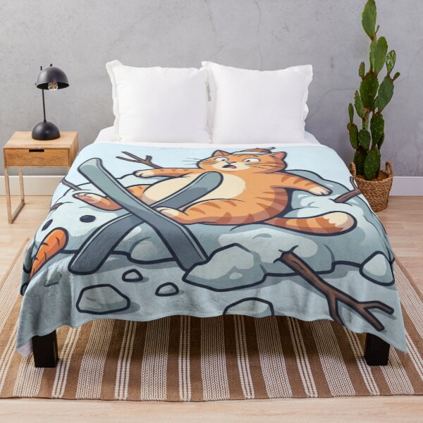 Item preview, Funny Ginger Cat Skiing Fail Snowman Crash designed and sold by HappySproutArt.
