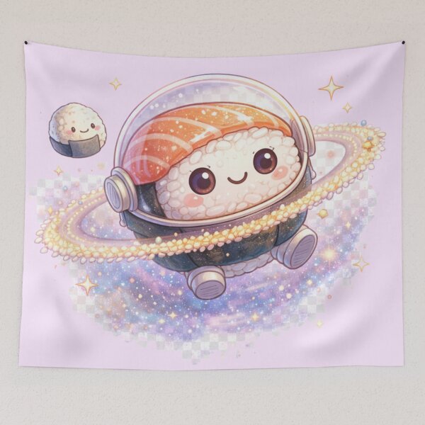 Item preview, Sushi Astronaut Illustration – Kawaii Cosmic Food Art designed and sold by MeghannsMinimalMeals.