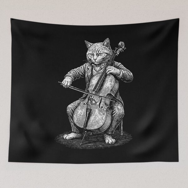 Item preview, Vintage Cat Playing Cello designed and sold by Mikhajuno.