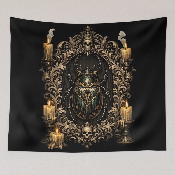 Item preview, Gothic Scarab Reliquary | Candlelit Bone Shrine Emblem designed and sold by Mouraludia.