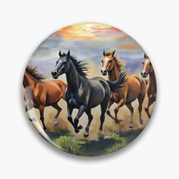 Item preview, Wild Horses Running – Sunset Desert Watercolor Landscape | Freedom & Western Art Print designed and sold by Nene's design.