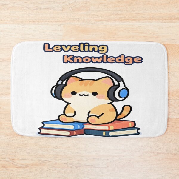 Item preview, Leveling Knowledge: Kawaii Gamer Cat on Books designed and sold by ItzLacarth.