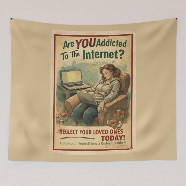 Item preview, Are YOU Addicted to the Internet? - Retro Doomscrolling Poster designed and sold by freackly.