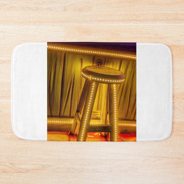 Item preview, Wooden Bar Stool with LED Strip Lighting and Neon Ambience in Warm Yellow Interior designed and sold by Nmallia.