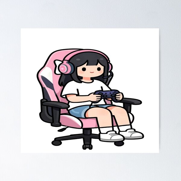 Item preview, Cute Gamer Girl Pink Kawaii Gaming Setup designed and sold by ItzLacarth.