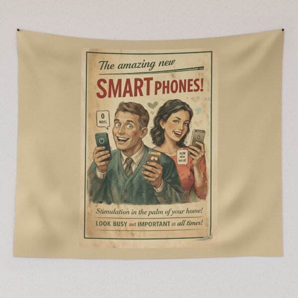 Item preview, The Amazing New Smart Phones! - Retro Tech Satire Poster designed and sold by freackly.