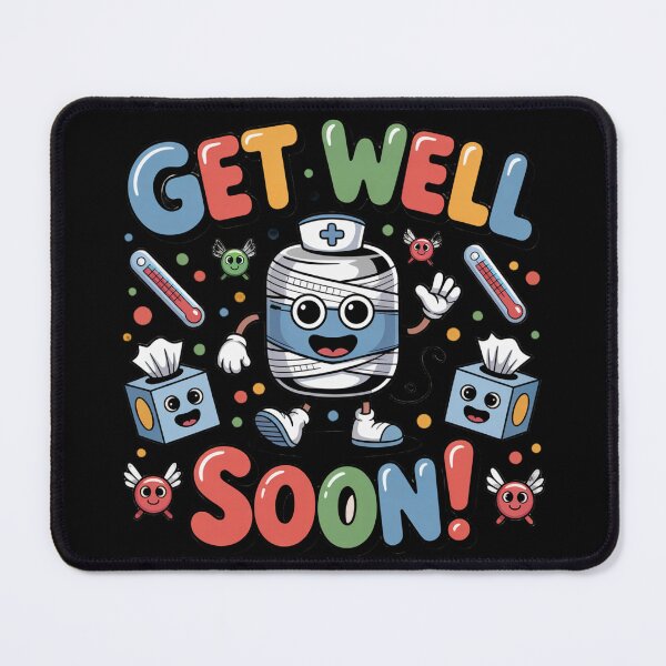 Item preview, Get Well Soon Nurse Bottle - Cute Bandaged Cartoon with Friendly Germs designed and sold by Midnight Veil Designs.