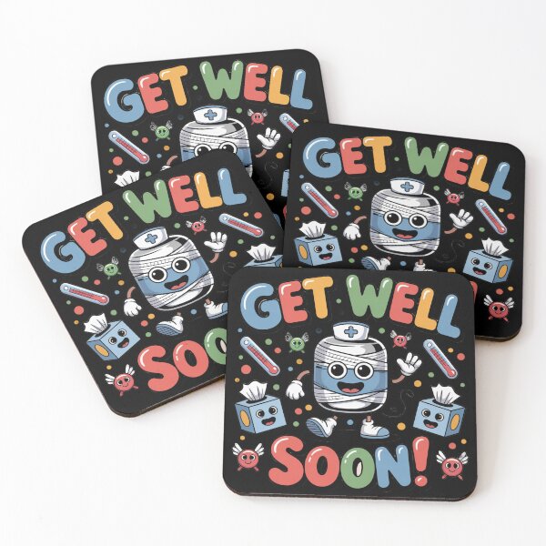 Item preview, Get Well Soon Nurse Bottle - Cute Bandaged Cartoon with Friendly Germs designed and sold by Midnight Veil Designs.