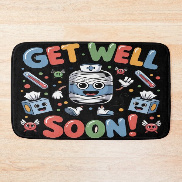 Item preview, Get Well Soon Nurse Bottle - Cute Bandaged Cartoon with Friendly Germs designed and sold by Midnight Veil Designs.
