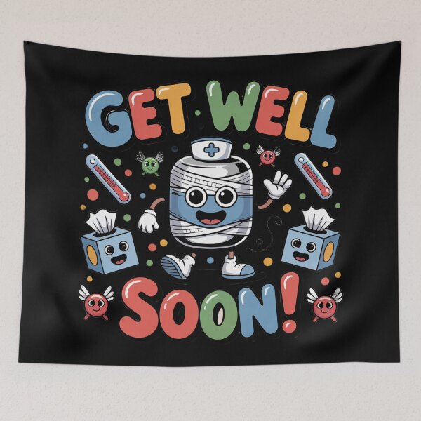 Item preview, Get Well Soon Nurse Bottle - Cute Bandaged Cartoon with Friendly Germs designed and sold by Midnight Veil Designs.