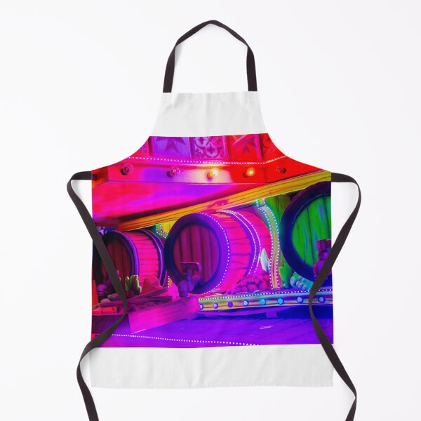 Item preview, Colorful Neon Carnival Barrel Game Stall With Wooden Barrels, Taps and Festive Lights At Night designed and sold by Nmallia.