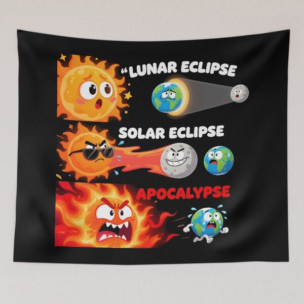 Item preview, Funny Solar System Funny Eclipse Cartoon – Lunar, Solar & Apocalypse Space Humor Shirt designed and sold by Uglyandcute.