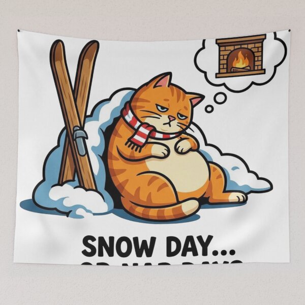 Item preview, Funny Ginger Cat Snow Day or Nap Day Winter Humor designed and sold by HappySproutArt.