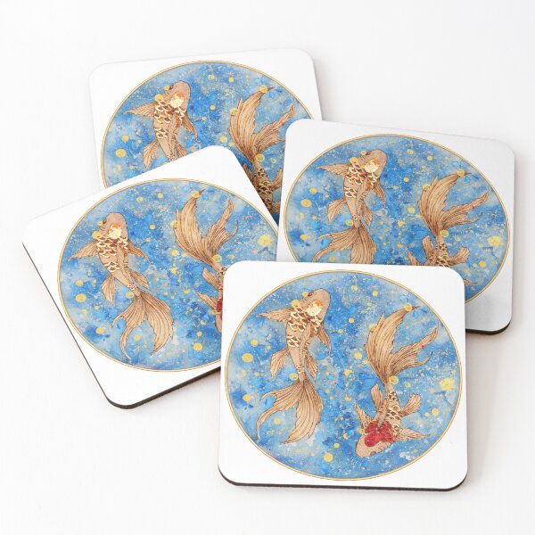 Item preview, Swimming Kois – Pyrography and Watercolor Original Art designed and sold by ScratchednBurnt.