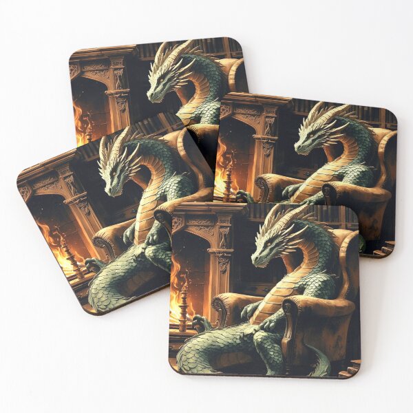 Item preview, Velvet Armchair Dragon – Cozy Sepia Dark Academia Art designed and sold by semenol.