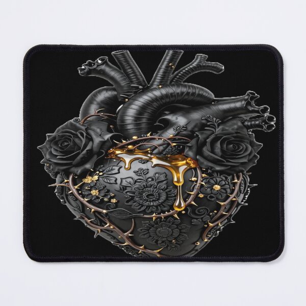 Item preview, Black Heart with Golden Honey and Roses Art designed and sold by ItzLacarth.