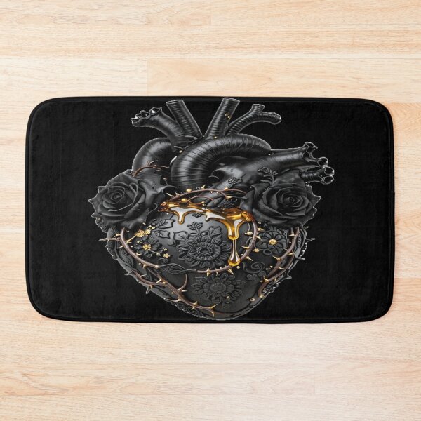 Item preview, Black Heart with Golden Honey and Roses Art designed and sold by ItzLacarth.