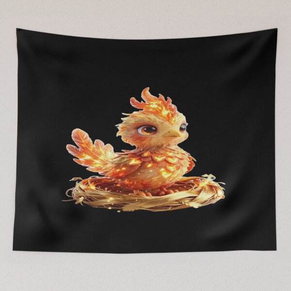 Item preview, Cute Baby Phoenix Bird in Golden Nest designed and sold by ItzLacarth.