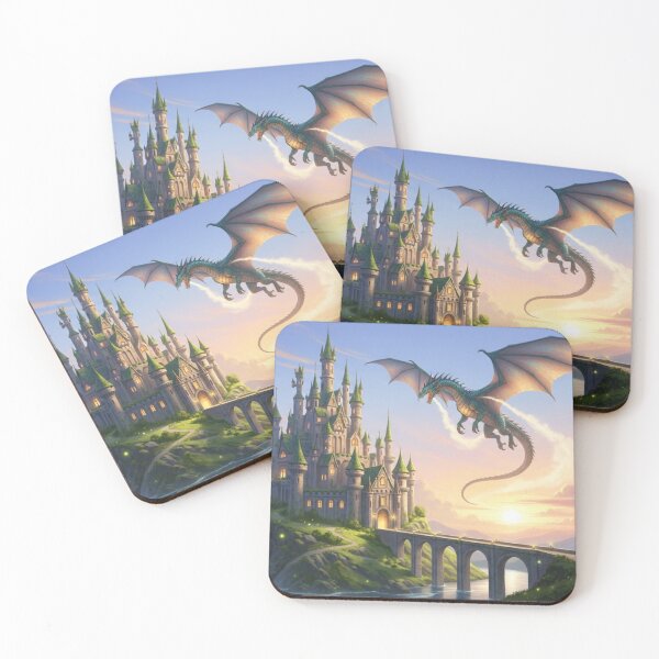 Item preview, Epic Dragon Guarding Golden Sunset Castle designed and sold by PrompArtist.