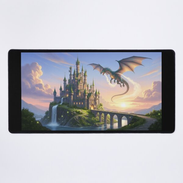 Item preview, Epic Dragon Guarding Golden Sunset Castle designed and sold by PrompArtist.