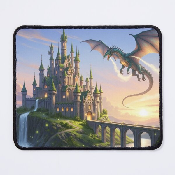 Item preview, Epic Dragon Guarding Golden Sunset Castle designed and sold by PrompArtist.