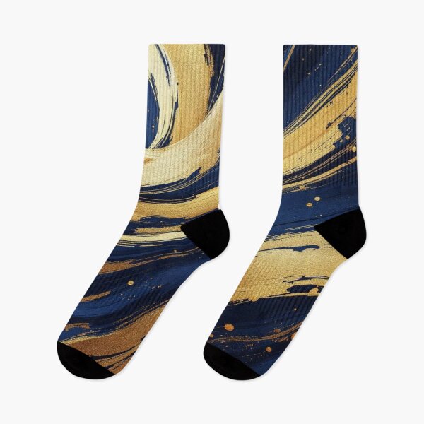 Item preview, Indigo and Gold Line Abstract Luxury Modern Art On designed and sold by DesigntshirtWB.