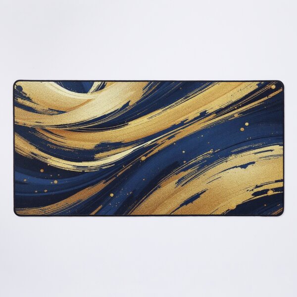 Item preview, Indigo and Gold Line Abstract Luxury Modern Art On designed and sold by DesigntshirtWB.
