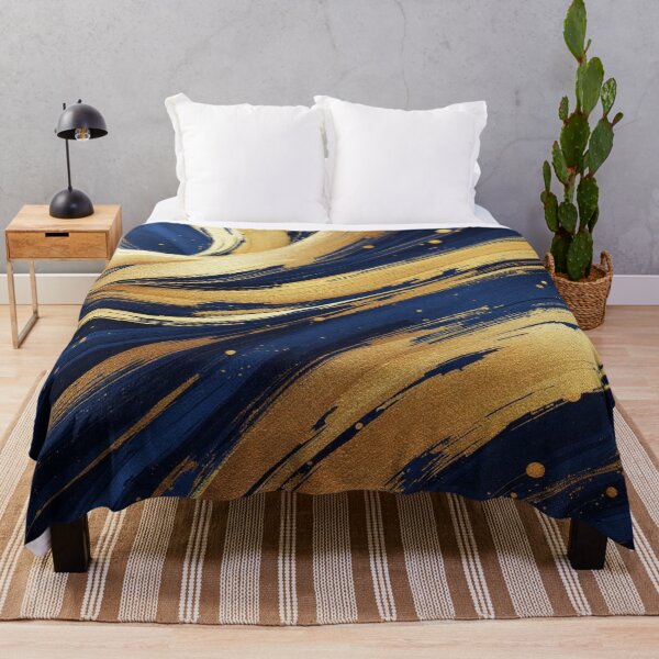 Item preview, Indigo and Gold Line Abstract Luxury Modern Art On designed and sold by DesigntshirtWB.