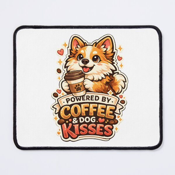 Item preview, Powered by Coffee & Dog Kisses – Cute Dog Lover Coffee Quote Design designed and sold by PurfectPredator.