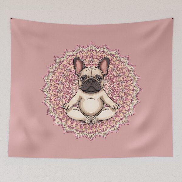 Item preview, French Bulldog in Lotus Pose with Colorful Mandala – Yoga Dog Illustration designed and sold by Lamagift.