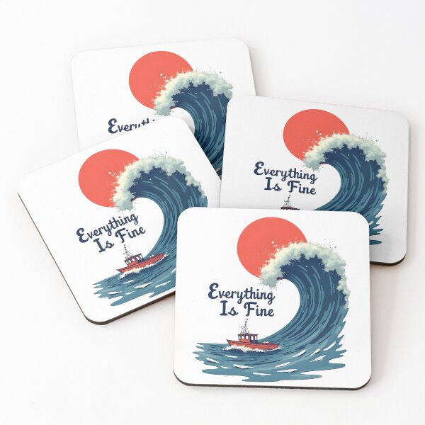 Item preview, Large wave with boat and red sun designed and sold by MWShirtDesign.