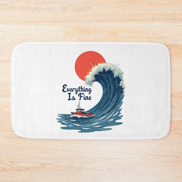 Item preview, Large wave with boat and red sun designed and sold by MWShirtDesign.